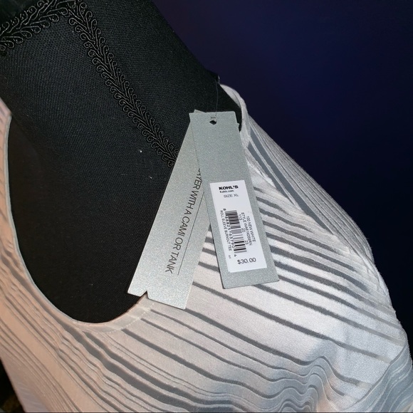 NWT Apt9 white striped semi sheer blouse XL - Picture 2 of 3